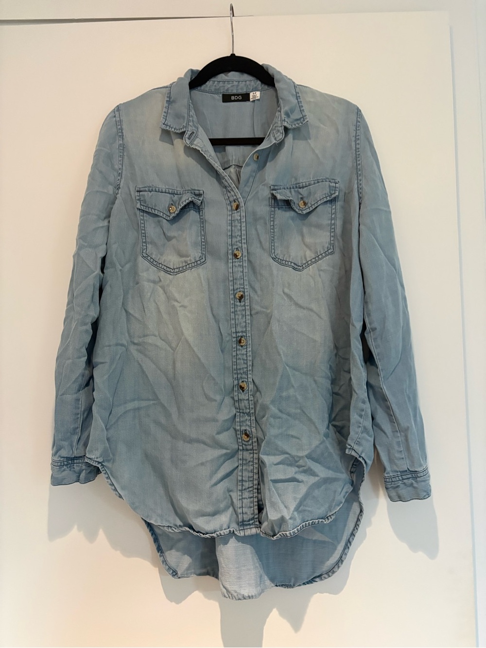 BDG Light Blue Denim Button-Down Shirt